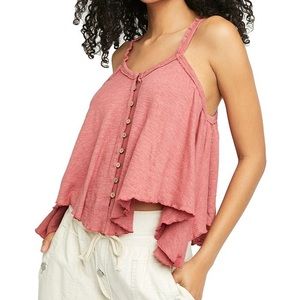 Free People Dream Weaver Sz S Tank Top Rosette Flowy Oversized